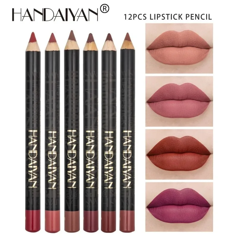 12 Colors Waterproof Lip Liner Nude Matte Brown Lipstick Pencil Contour Sexy Purple Long Lasting Lipliner Women'S Lip Cosmetics