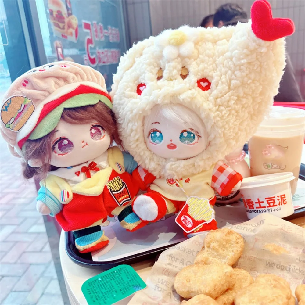 Cartoon 20cm Cotton Doll Food Clothes Fried Chicken Mini Cotton Doll Clothes Red Hamburg 20CM Cotton Doll Rompers Dress Up Toy