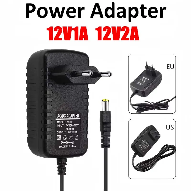 

12V 1A 2A Universal Power Supply Transformer 100V 220V To Dc 12VConverter Charger Adaptor EU US For Led Light Strips Switching