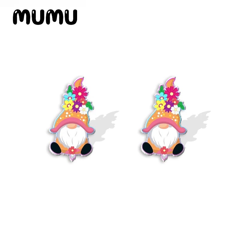 2023 New Year of Gnomes Acrylic Stud Earring Month Gnome Handmade Earrings Resin Epoxy Jewelry Gifts Friend