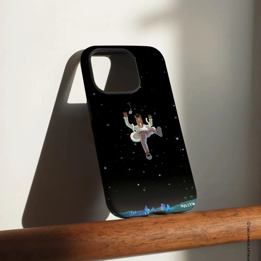 B-BoJack Cartoon H-Horseman Phone Case For iPhone 17 16 15 14 13 12 Pro Max Plus Glossy HD Double-Layer Liquid Hard Shell