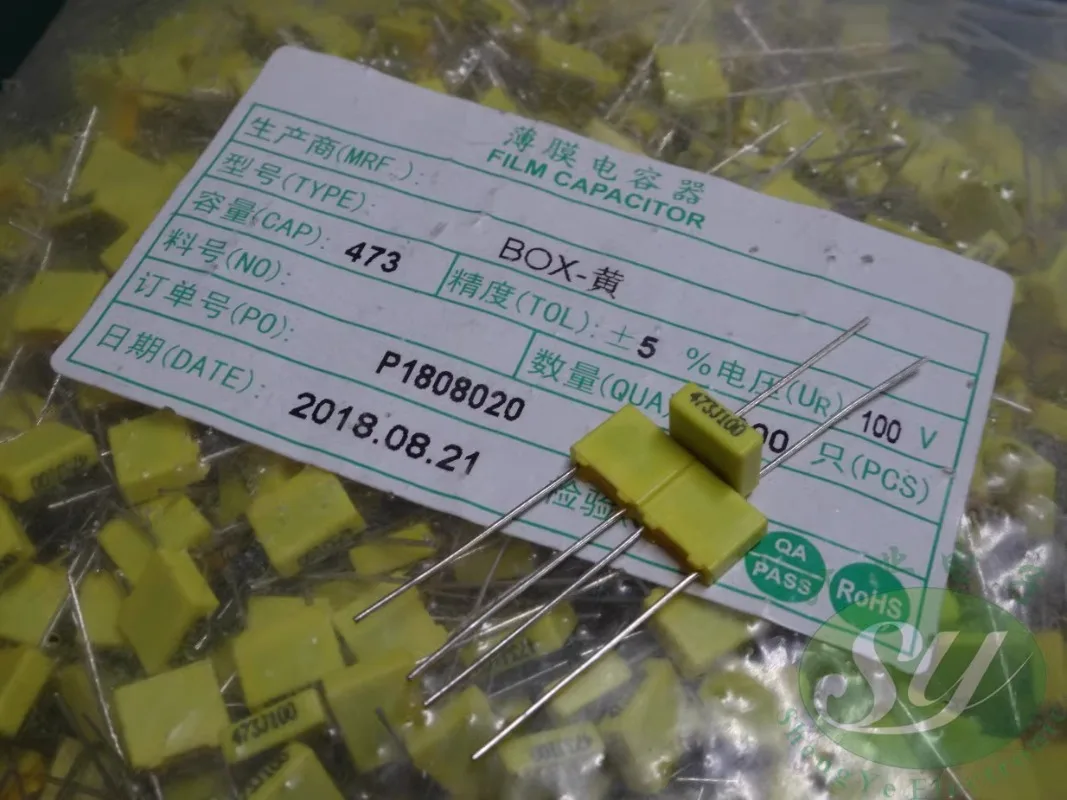 

50PCS China Taiwan Carli 0.047uf/100v 47nf 473 New film capacitor 5MM