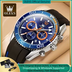 OLEVS Quartz Watch Men Waterproof Sports Moonswatch Noctilucent Affairs Silicone Strap Watches for Men Moon Phase Man Wristwatch