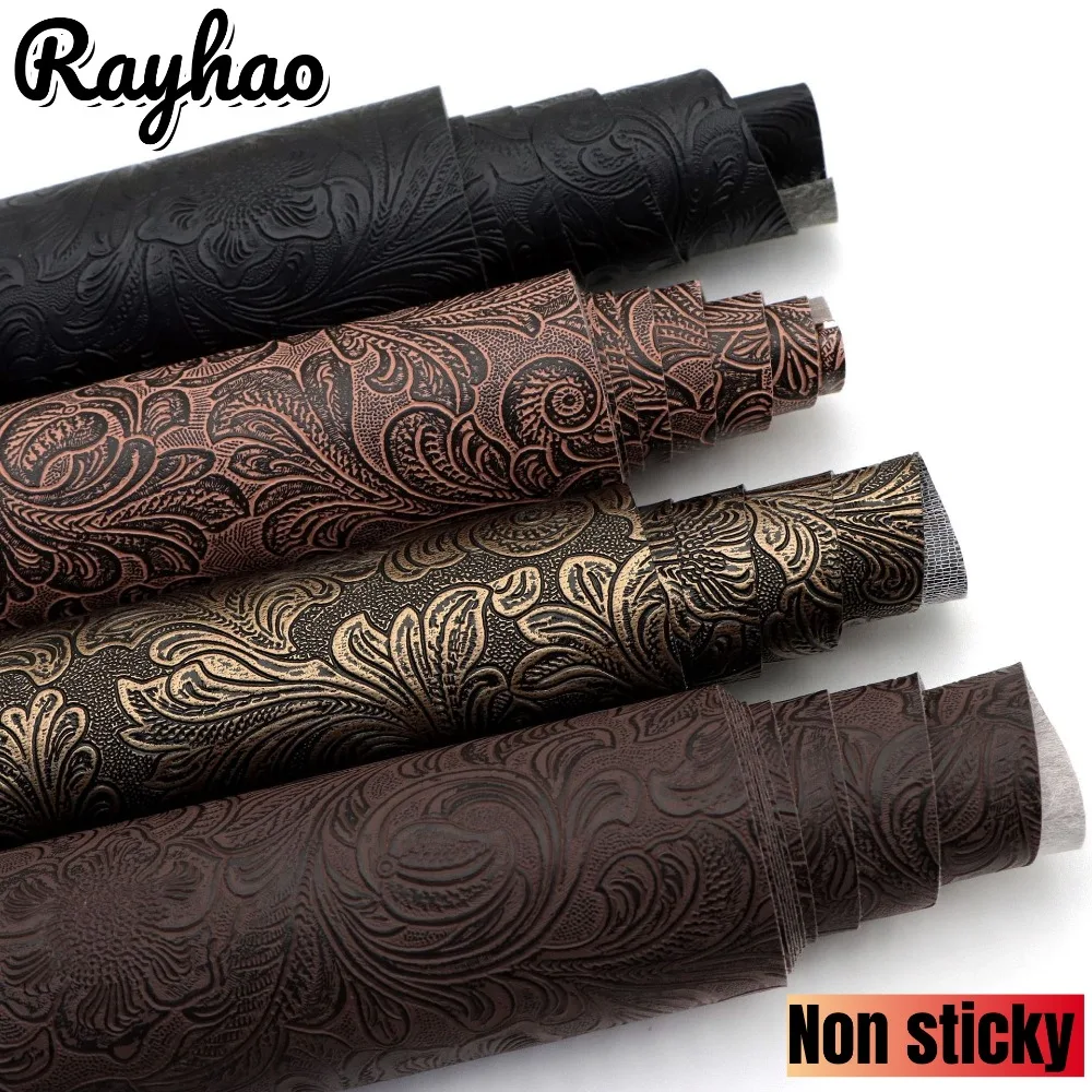 

Floral Pattern Artificial Leather Without Adhesive Backing 3D Handmade Leather Material for Making Wallets Bag Decor Phone Case