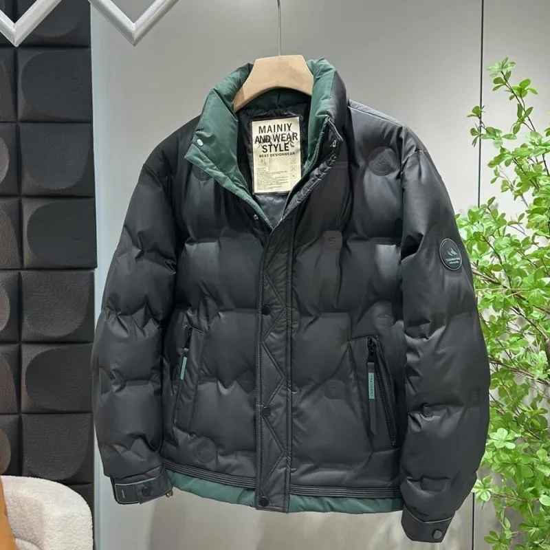 Mens Winter Japanese Style Down Coats Mens Fashion Casual Stand Collar White Duck Down Jacket Thicken Warm Windproof Ski Outwear
