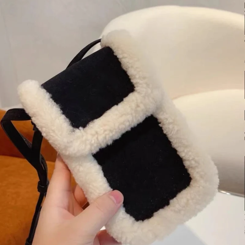 Lamb Hair Phone Bag Plush Bag Crossbody Wallet Women Shoulder Bags Designer Bags Handbags Crossbody Travel Bags Сумка Женская