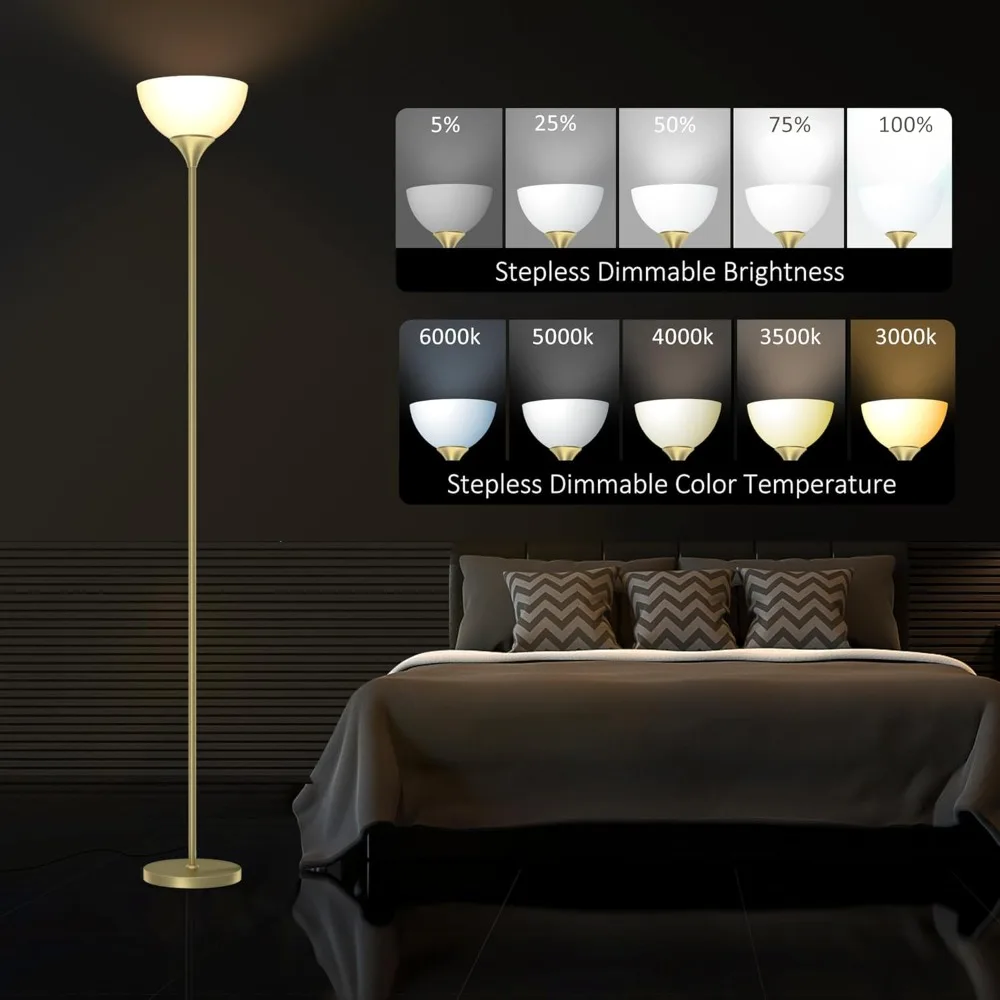 Floor Lamp, Colorless Mild Brightness Remote Control, for Bedroom, Living Room Torch Lamp, Including Light Bulb