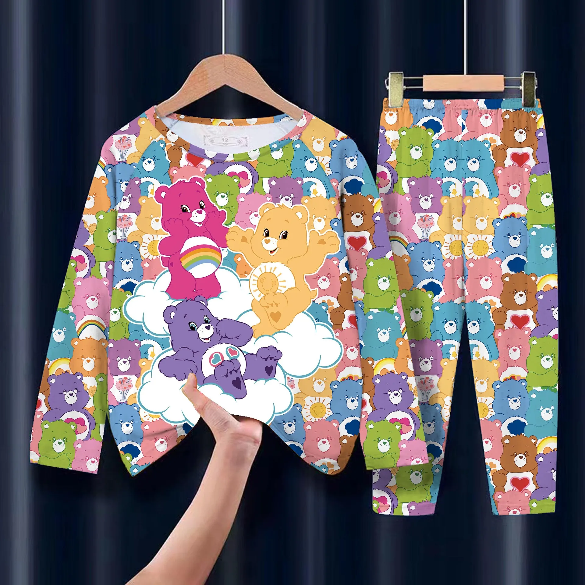 

New Care Bears Kids Long Sleeve Pajama Set Spring Autumn Cute Boys Girls Cartoon Full Printed O-neck T-shirt+pants 2pce Homewear