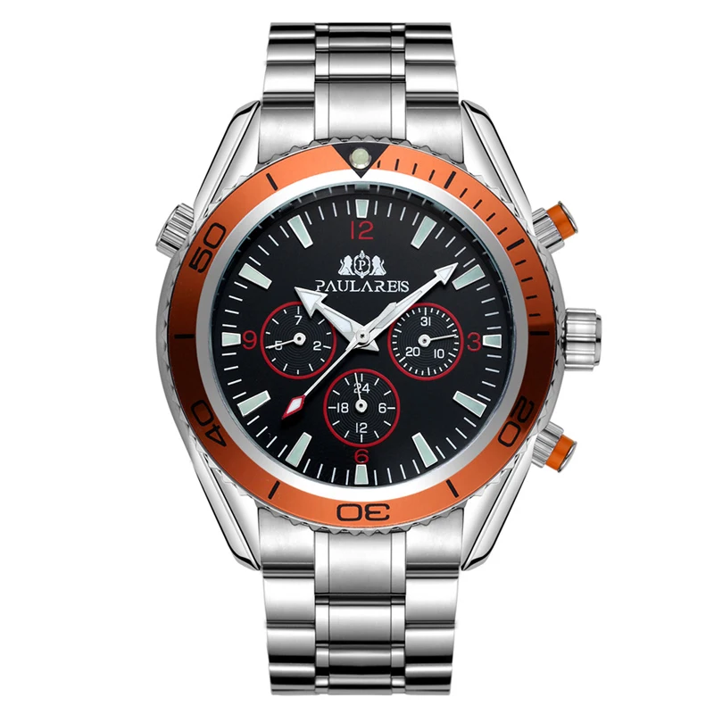 PAULAREIS P Mens Watches Top Brand Luxury Mechanical Watch for Men Stainless Steel Waterproof Sports Automatic Wrist Watch Male
