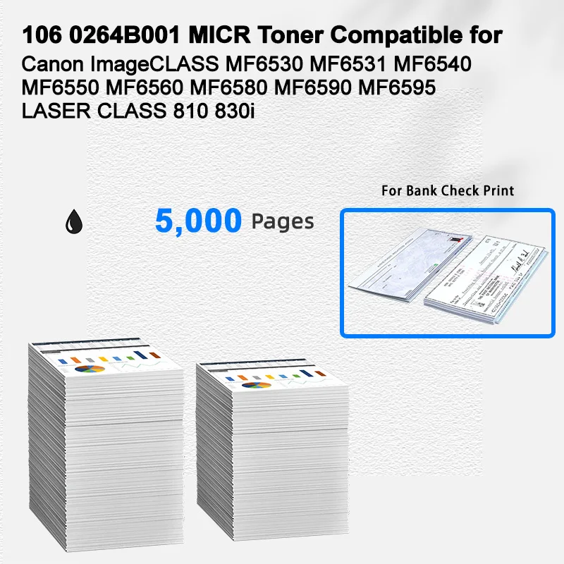 IBEST Compatible MICR Toner Cartridge Canon 106 0264B001 Compatible for Canon ImageCLASS MF6530 MF6531 for Bank Check Printing