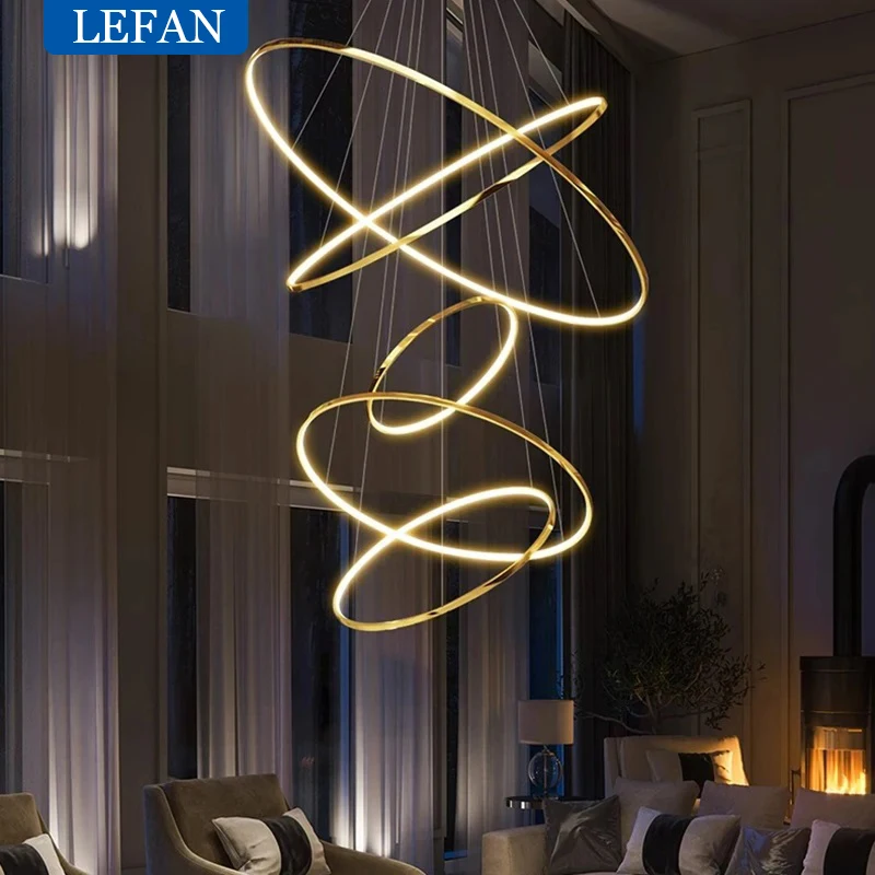 Modern LED Staircase Hanging Chandelier Indoor Pendant Lighting for Living Room Home Decor