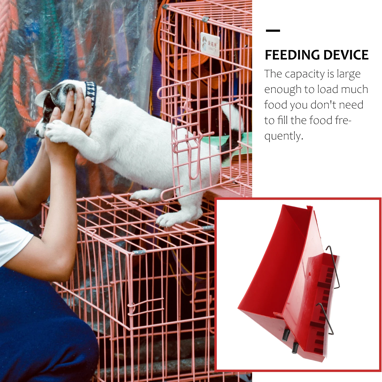 

Automatic Feeding Box 36cm Red Large Capacity Food Container Durable Plastic Quail Cage Accessories Poultry Feeder Outdoor