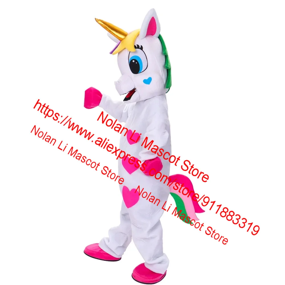 Unicorn And Golden Horn Pegasus Rainbow Pony Mascot Costume Adult Cosplay Cartoon Anime Stage Performance 1033