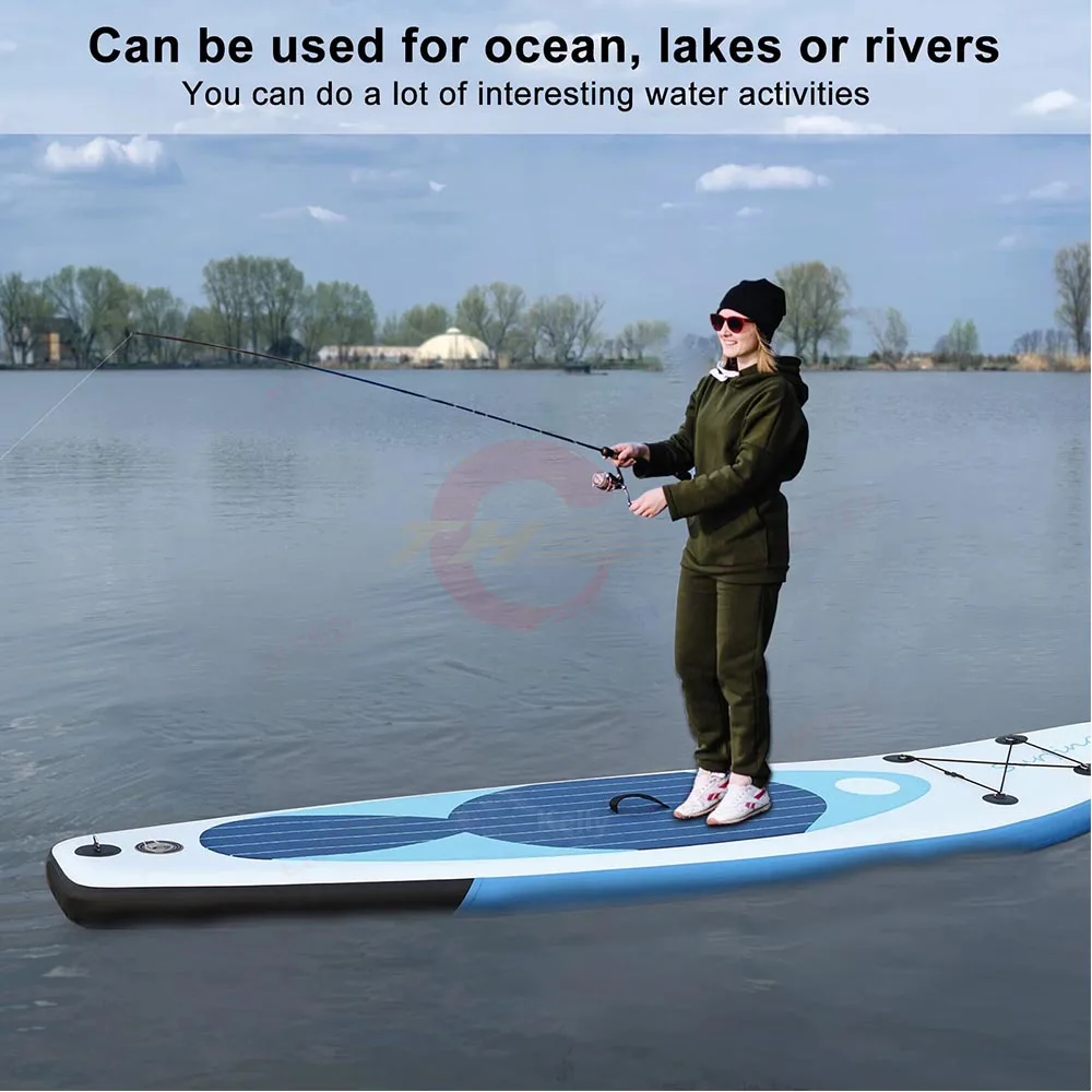 Tavola da surf gonfiabile commerciale Stand up Paddle Board con pagaia e pompa per la pesca sul lago