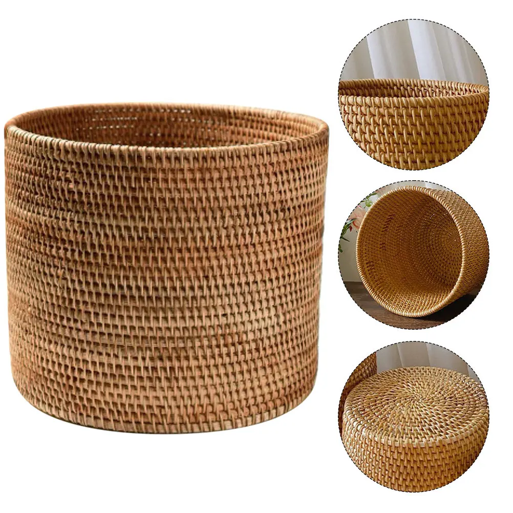 

Extra Large Round Woven Rattan Fruit Storage Basket Natural Rustic Decorative Sundries Organizer for Picnic Home Kitchen Outdoor