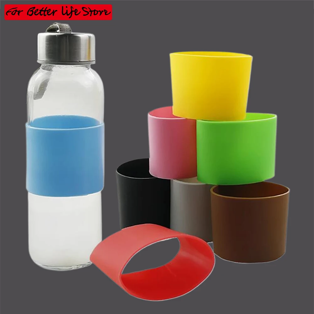 1PC silicone 5.5CM anti slip, anti heat and thermal insulation sleeve strip, mug, coffee cup, ceramic cup, glass water bottle