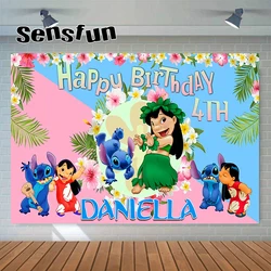 Cartoon Lilo & Stitch Theme Party Backdrops Photo Studio Hawai Hula Summer Girls Birthday Party Photography Backgrounds Custom