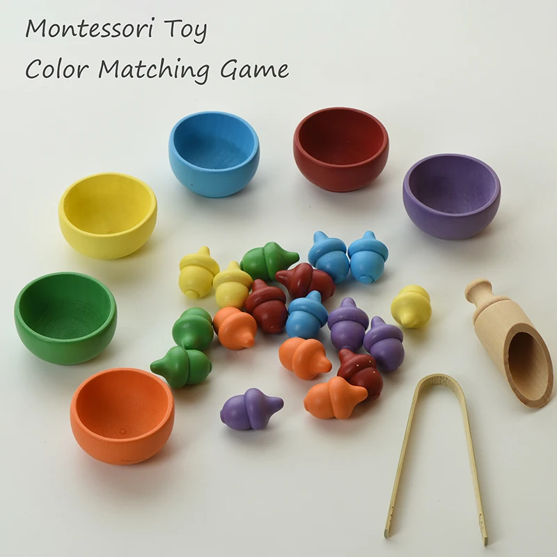 Montessori Rainbow Color Sorting Game Puzzle Toy For Children Fine Motor Training Matching Game Toddler Educational Learning Toy