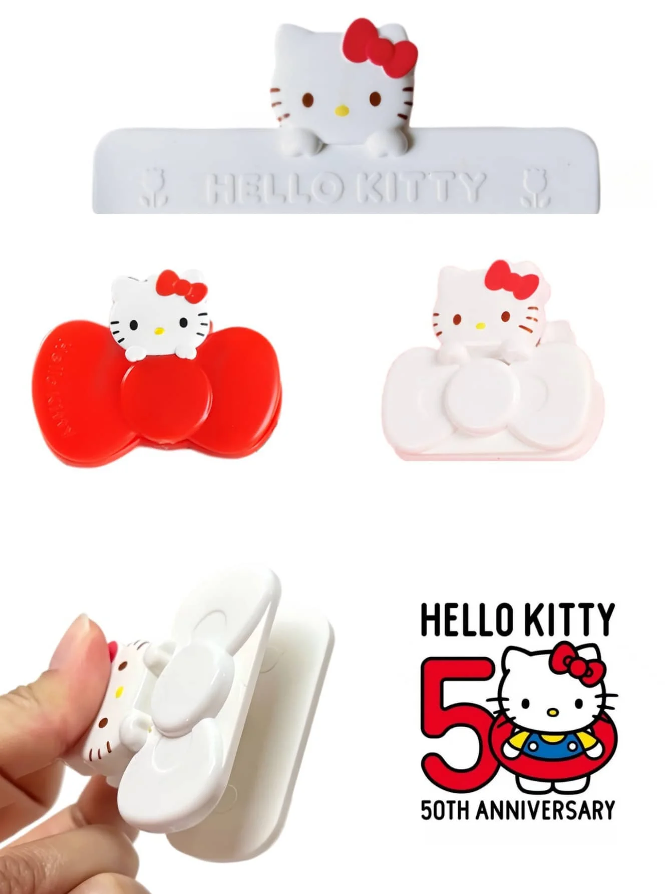 

1/2pcs/set hellokittys Food Bag Clips with magnet Can be adsorbed onto the refrigerator- Strong Seal Snack Bag Sealers
