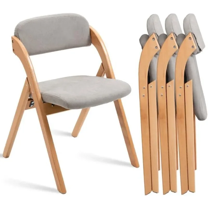 Cushion Padded Folding Chiars 4 Pack - Wooden Folding Dining Chairs