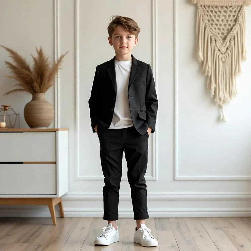 Chic Kids Boys Suit 2 Piece Blazer And Pants Elegant Outfit For Birthday Wedding Party Ceremony Street Daily Child Clothing