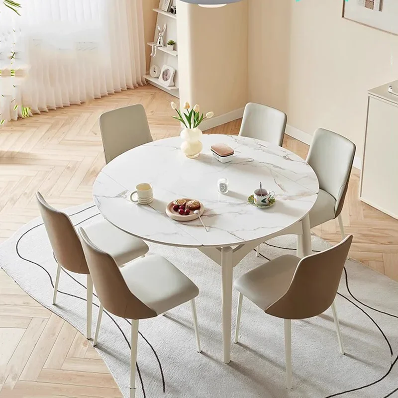 Round Coffee Dining Table Marble Center Extendable Study Restaurant Dining Tables Desk Modern Mesa Plegable Outdoor Furniture