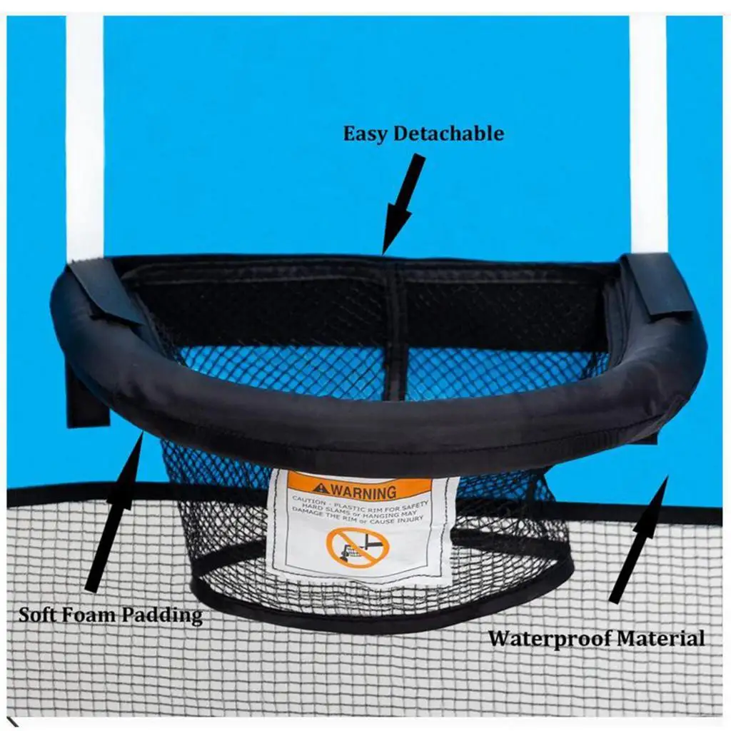 Adjustable Trampoline Basketball Hoop Attachment PVC Material for Kids Backyard Outdoor Sports Garden Game