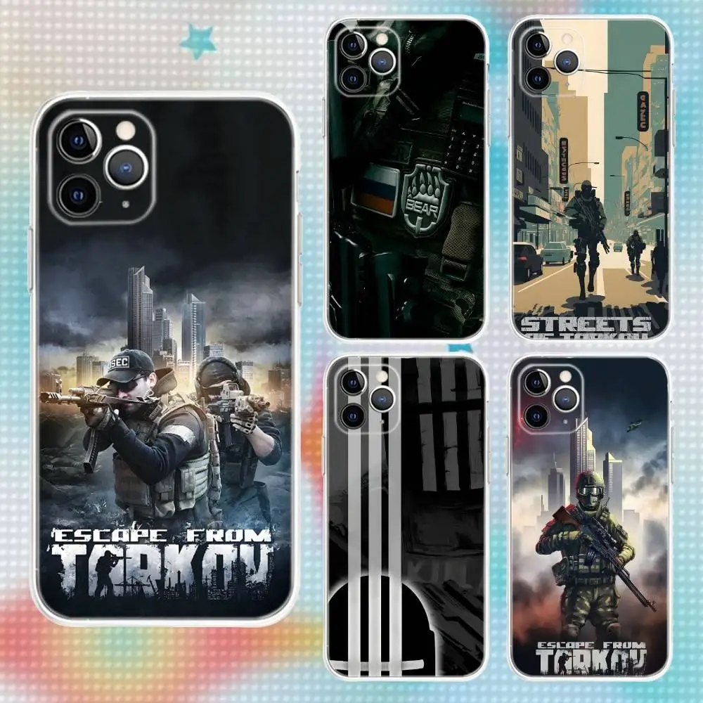 

E-Escape From T-Tarkov Game Phone Case For iPhone 17,16,15,14,13,12,11 Pro,Max,Plus,Air,X,XS,XR,SE,Mini Transparent Soft