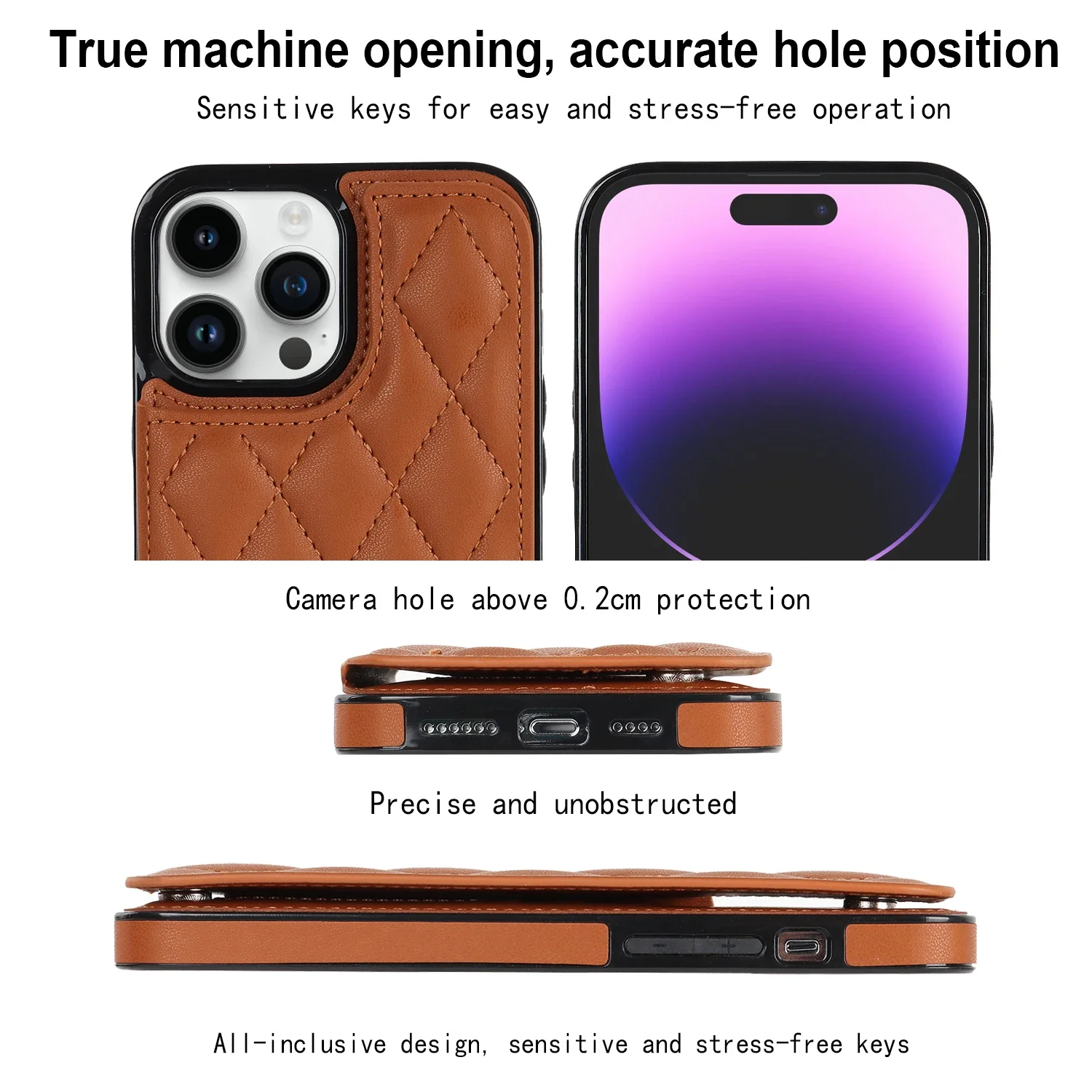 Leather Rhombic Grid Pattern Cover for For IPhone 16 15 14 13 12 Mini 11 Pro Max XR 7 8 Plus Card Slots Holder Purse Phone Case