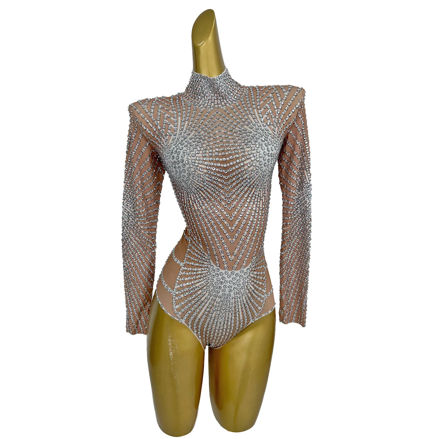 

Flashing Rhinestone Spandex Elastic Bodysuit Nightclub Dance Show Outfit Birthday Celebrate Clothes Bar Showgirl Pole Dance Wear