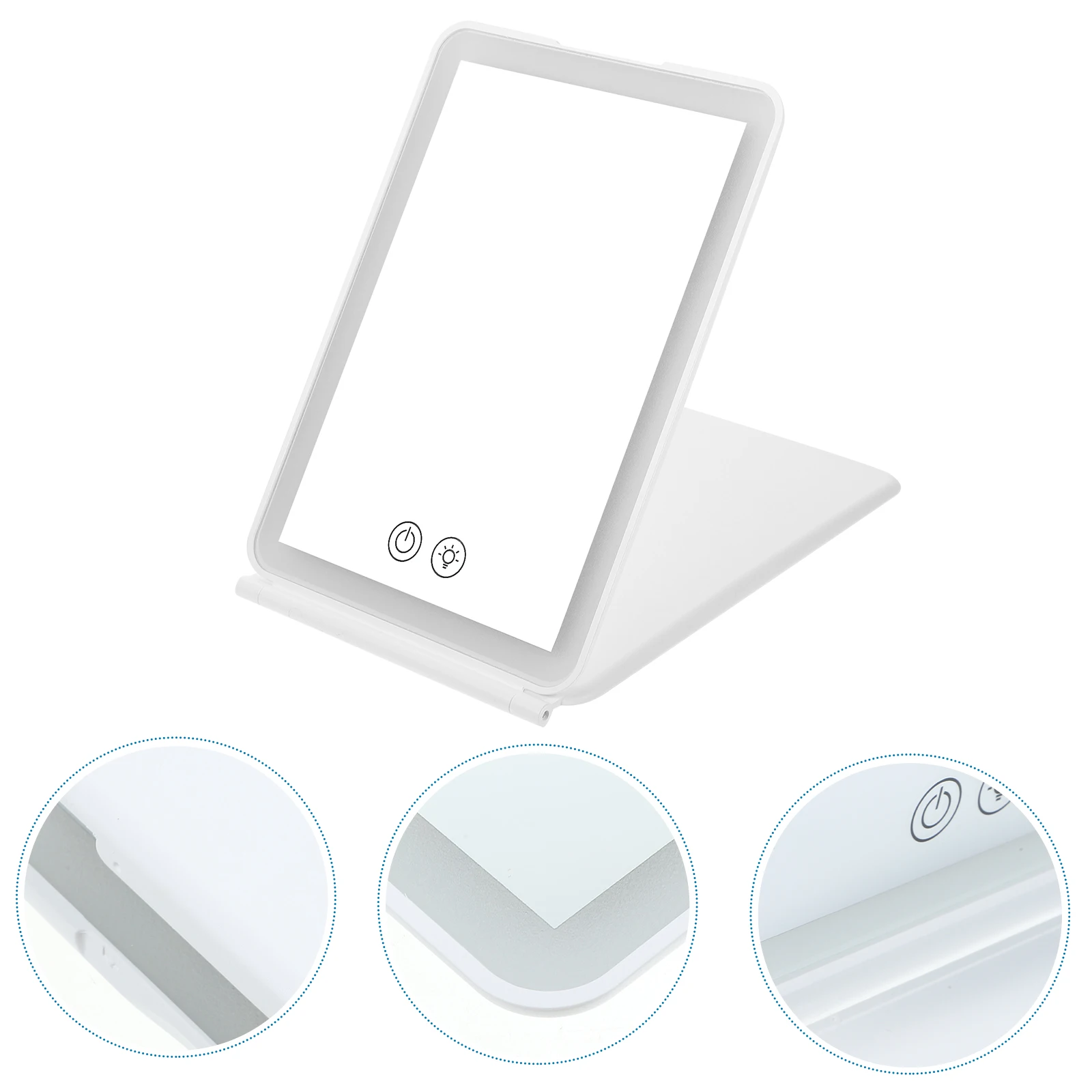 Schminkspiegel, klappbarer Kosmetikspiegel, tragbar, faltbar, weiß, wiederaufladbar, mit Lichtern