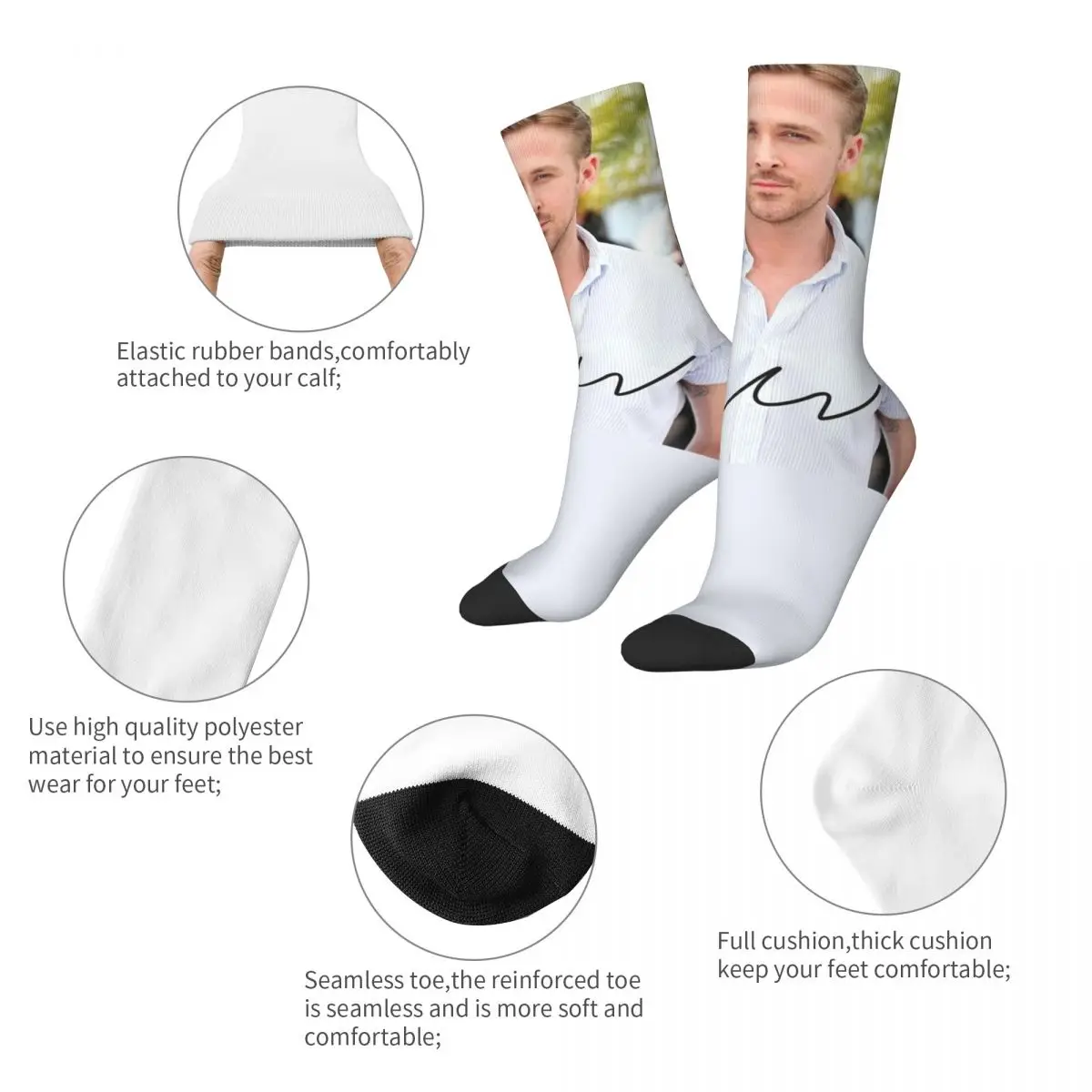 Ryan Gosling Gift Crew Socks Accessories for Women Breathable Dress Socks