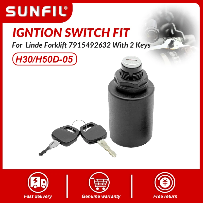 

New Igntion Switch Fit H30/H50D-05 For Linde Forklift 7915492632 With 2 Keys