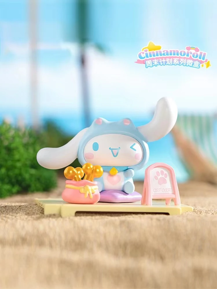 Série Sanrio Cinnamoroll Blind Box, Plano Fim de Semana, Nano Sanrio Mystery Box, Saco Aleatório, Kawaii Cute Figure Model, Kids Birthday Gift