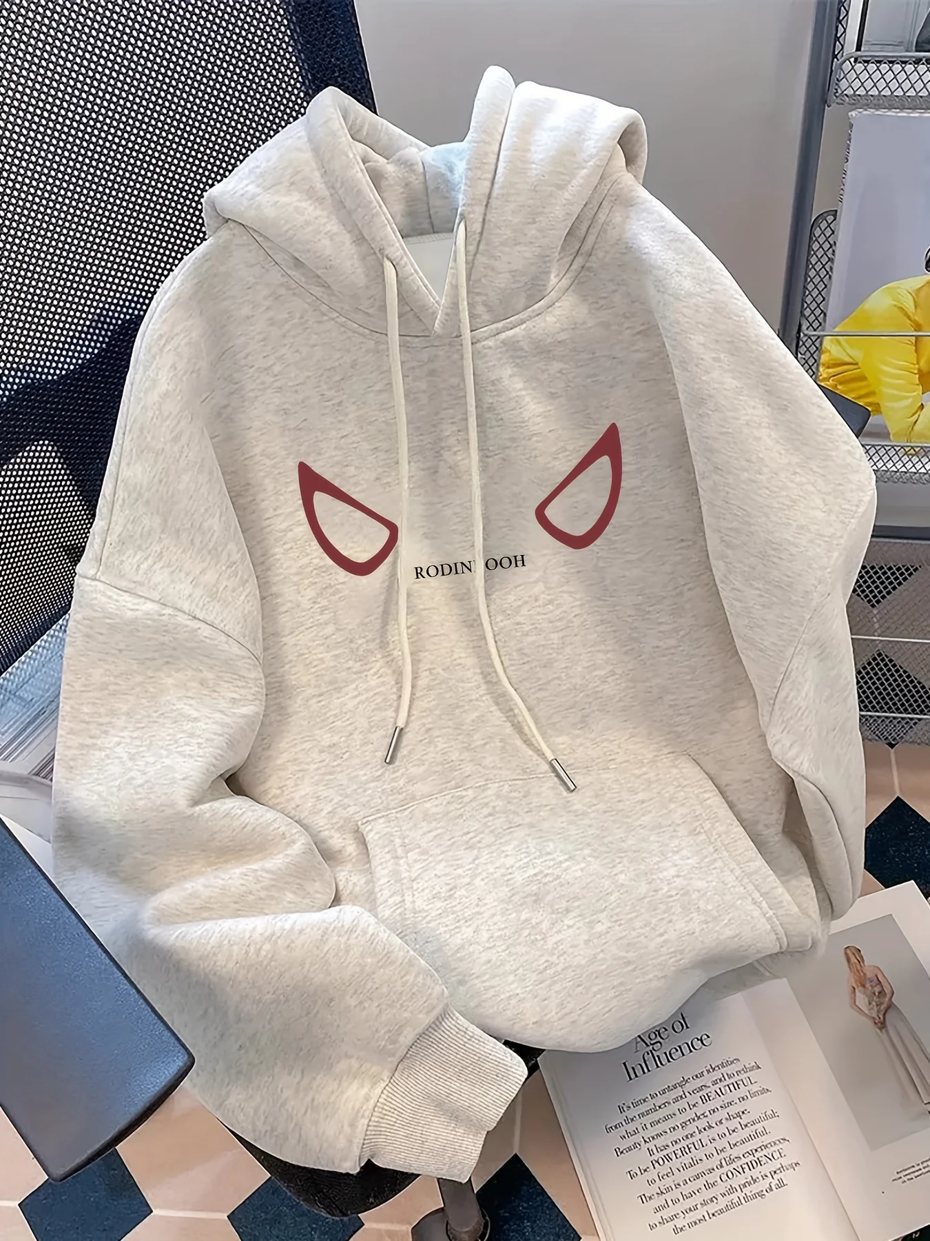 Pullover Hooded Sweatshirt Unisex Men Women Devil Face Graphic Print Hoodie Long Sleeve Tops With Kangaroo Pocket