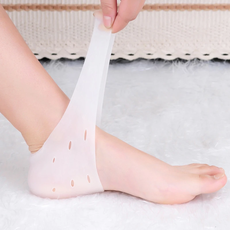 Gel Silicone protezione del tallone coppe del tallone speroni fascite plantare screpolata cuscinetti del tallone in Gel calzini della manica cura