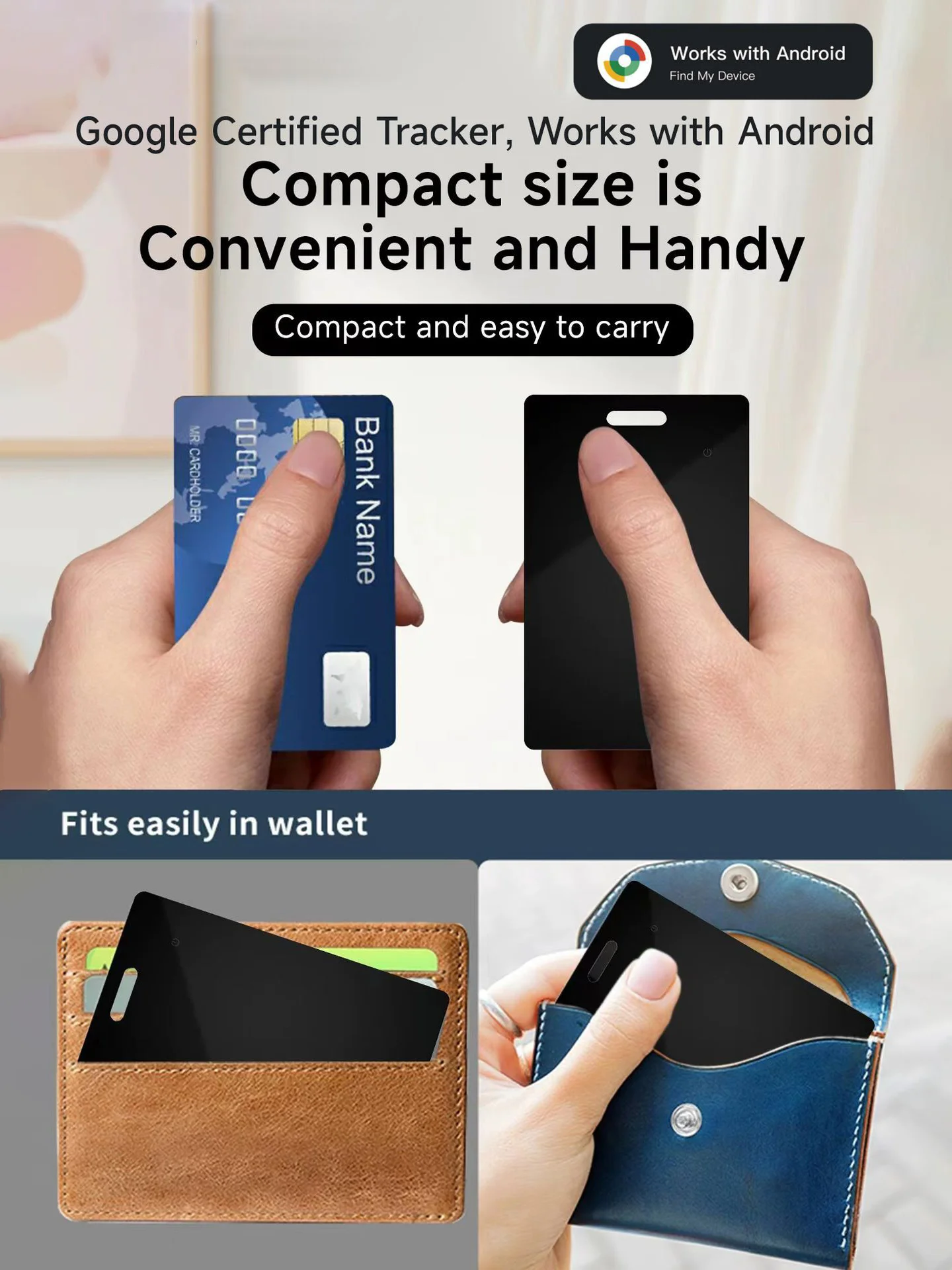 Draadloze oplaadportemonnee Trackerkaart Dunne sleuteltas Bagage Huisdier BLE GPS-locator Google Find Hub Smart Tag voor Xiaomi Samsung-telefoons - afbeelding 2