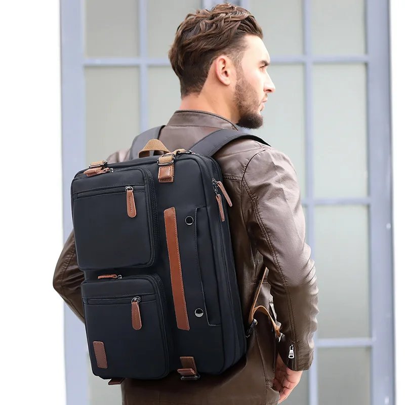 Multifunction Men\'s Vintage black canvas backpack stylish travel backpack man waterproof laptop backpack Executive bag handbag