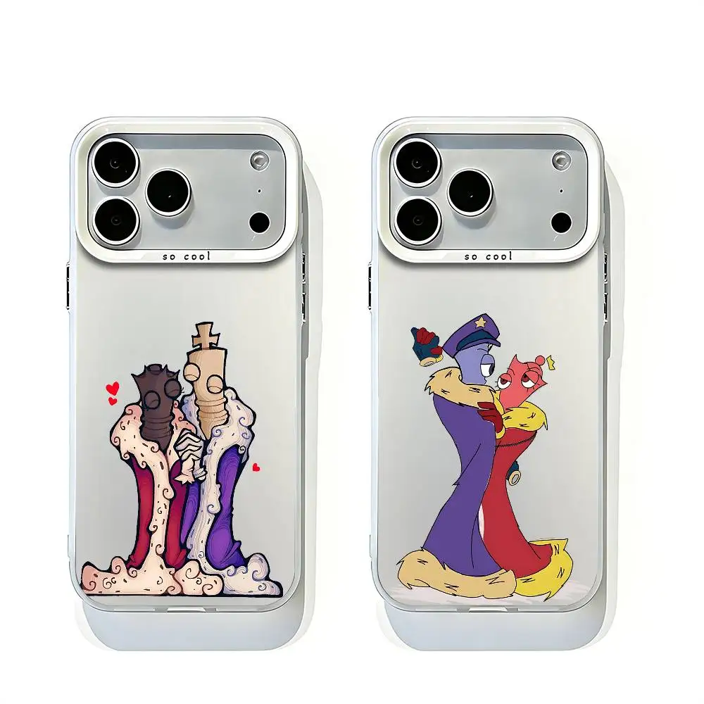 

Q-Queenie K-Kinger White Matte Large Lens Frame Cover For iPhone 12 11 14 13 17 16 15 Pro Max Mini Plus E