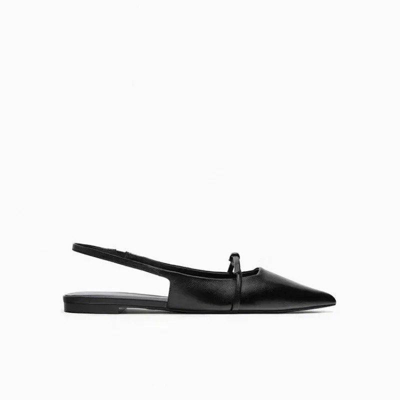 New Women Sandal Fashion Pointed Toe Shallow Mouth Non-slip Ladies Elegant Slingback Shoes Flat Sandals