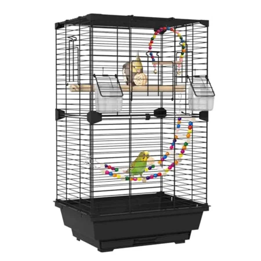 

24.8 Inch Bird Cage, Parakeet Cage with Ladder, Swing, Perch, 2 Feeders, Small to Medium Birds Cage for Cockatiels, Lovebirds,