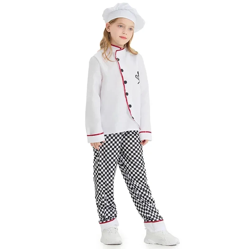 Restaurant Halloween Performance Stage Party Cosplay Costume Kids Cook Tshirt Chef Uniform Children Kitchen Hat Cap Work J yy:89 view 2