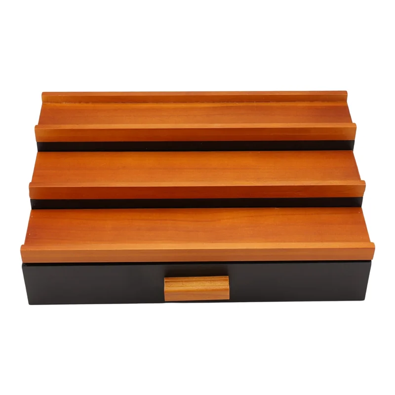 

Деревянный органайзер-подставка для одеколон для мужчин, 3-х уровневая витрина для одеколон с ящиком для хранения, органайзер для духов-AT64