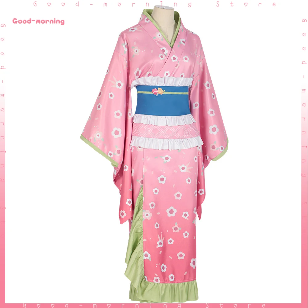 Anime  Kanroji Mitsuri Cosplay Costumes wig and shoes Suit Girl Kimono Role Play Clothing Halloween party