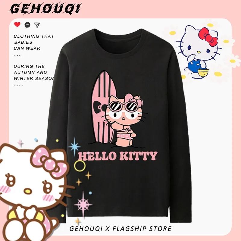 

Hello Kitty Co-branded Long Sleeve T-shirt Girls Cotton Hello Kitty Peripheral Clothing Children Cotton Tide