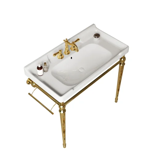 

/Basin Freestanding Stainless Steel Support Legs With Towel Bar /36" Bathroom Console Sink, Wall-Mounted White Ceramic Vanity