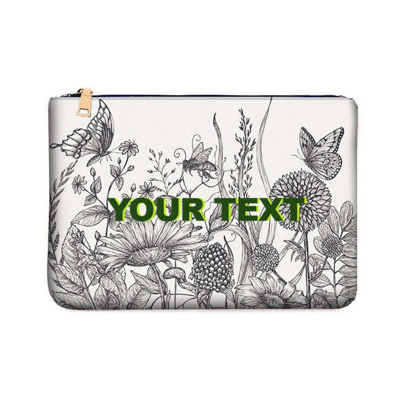

Fashion Customizable Name Women's Canvas Clutch makeup bag Purse Party Weekend Vacation Travel Cosmetic Bag Mobile Pouch wallet