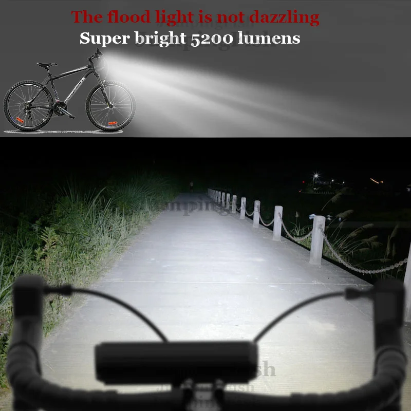 5200 Lumen Bicycle Light Front 8000mAh MTB Flashlight Bike Light Rechargeable USB 5*P90 Bicycle Headlight Bike Accessories