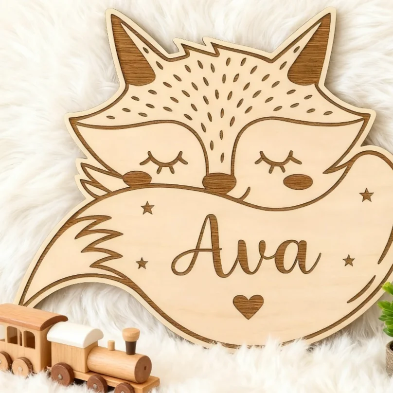 customizable wooden board decoration, cute little fox, multi scene decoration, perfect holiday gift