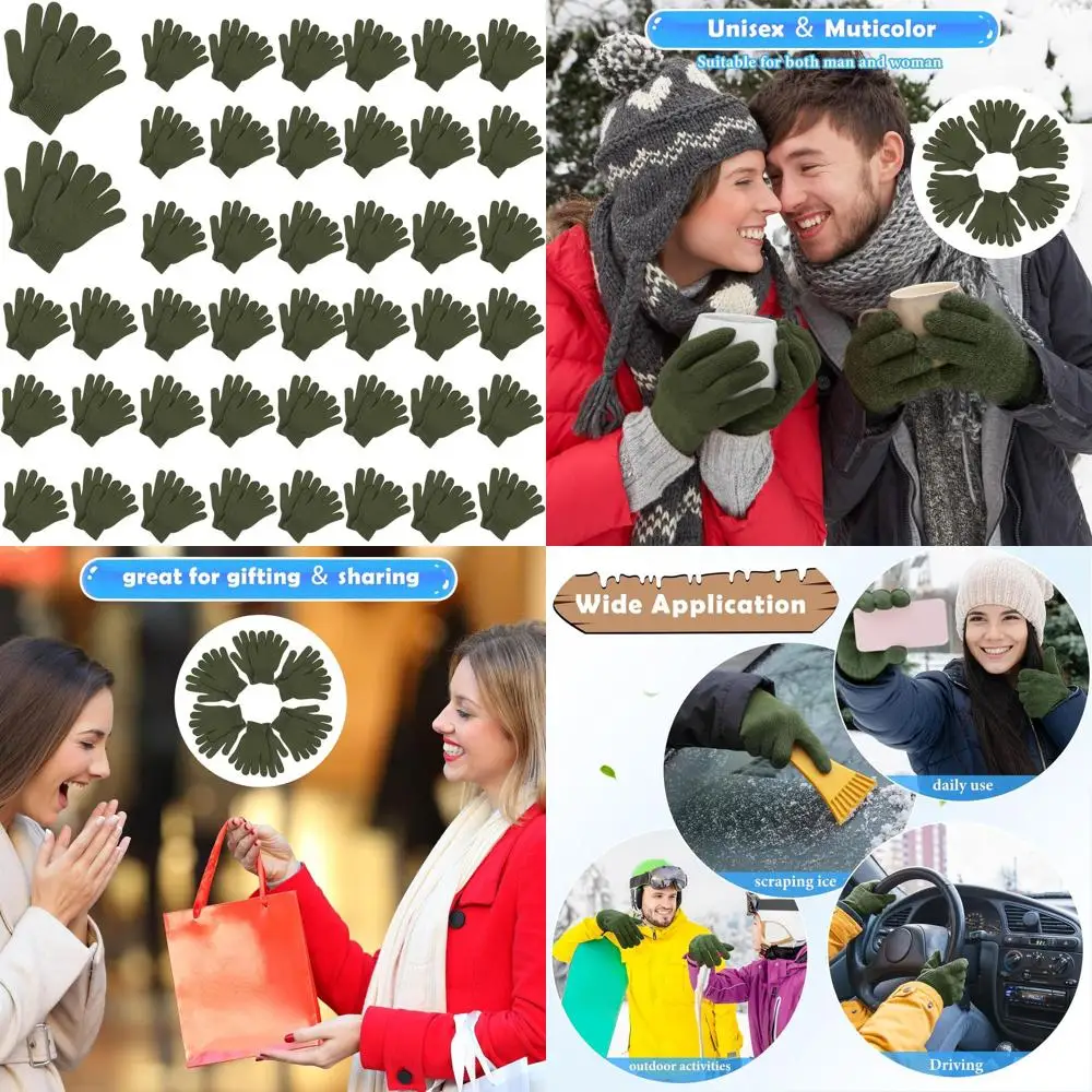 

Handepo 100 Pair Winter Gloves Bulk Warm Knitted Stretchy Gloves Bulk for Men Women Homeless Charity Donation